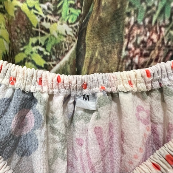 Mixed Floral Off The Shoulder Maxi Dress print colorful Boho M - Picture 6 of 7